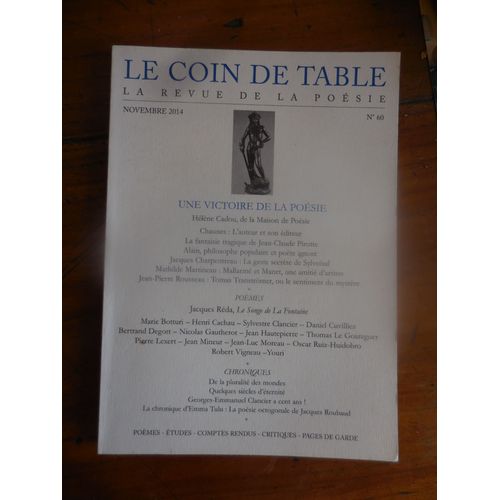 Revue De Poésie - Le Coin De Table - N° 60 - Novembre 2014