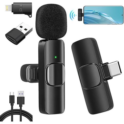 Micro Cravate sans Fil,Micro Cravate Bluetooth,Micro sans Fil Telephone Portable,Micro Cravate ,Réduction Intelligente du Bruit Micro,Plug Play,pour Enregistrement Vidéo Professionnel