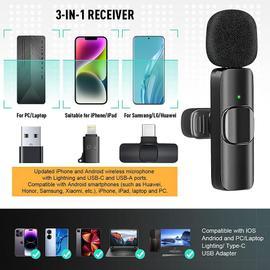 Micro Cravate Sans Fil Pour Smartphone Usb C, Mini Microphone 2,4 Ghz Pour  Tlphone Android Pour Vlog Tiktok