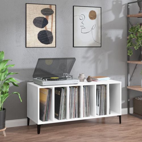 Vidaxl Armoire À Disques Blanc 100x38x48 Cm Bois D'ingénierie
