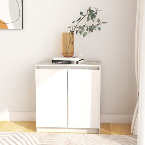Vidaxl Armoire Latérale Blanc 60x36x65 Cm Bois De Pin Massif