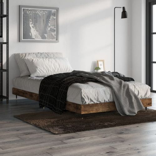 Vidaxl Cadre De Lit Sans Matelas Chêne Fumé 90x190cm Bois D'ingénierie