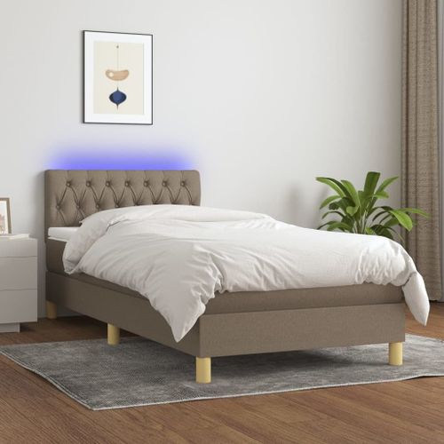 Vidaxl Sommier Tapissier Avec Matelas Et Led Taupe 90x190 Cm Tissu