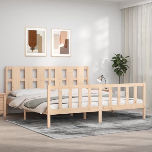 Vidaxl Cadre De Lit Avec Tête De Lit 180x200 Cm Bois Massif