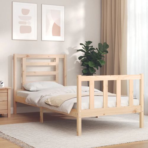 Vidaxl Cadre De Lit Avec Tête De Lit 90x200 Cm Bois Massif