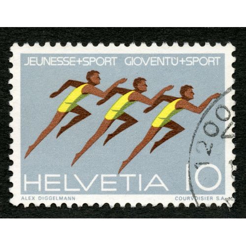 Timbre Oblitéré Helvetia, Jeunesse + Sport, 10