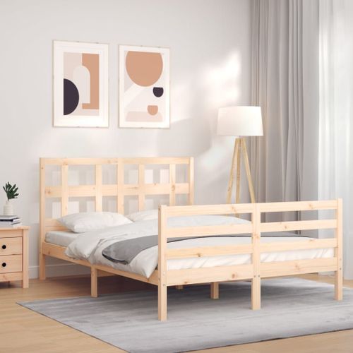 Vidaxl Cadre De Lit Avec Tête De Lit 120x200 Cm Bois Massif