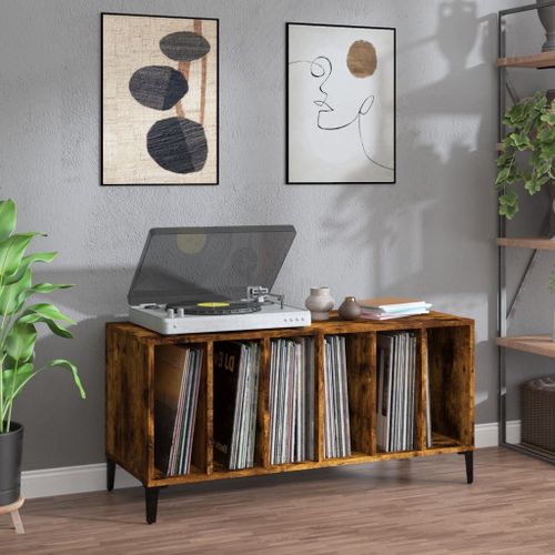 Vidaxl Armoire À Disques Chêne Fumé 100x38x48 Cm Bois D'ingénierie