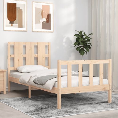 Vidaxl Cadre De Lit Avec Tête De Lit 90x200 Cm Bois Massif
