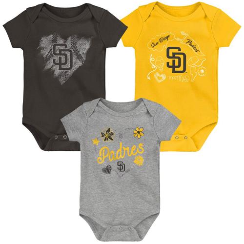 Lot De 3 Bodys San Diego Padres Batter Up Pour Bébé Marron/Doré/Gris