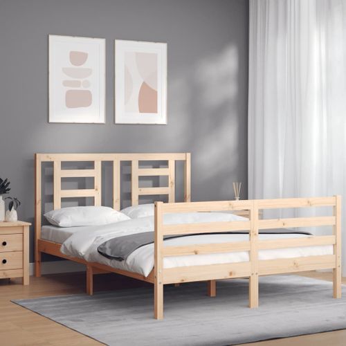 Vidaxl Cadre De Lit Avec Tête De Lit 120x200 Cm Bois Massif