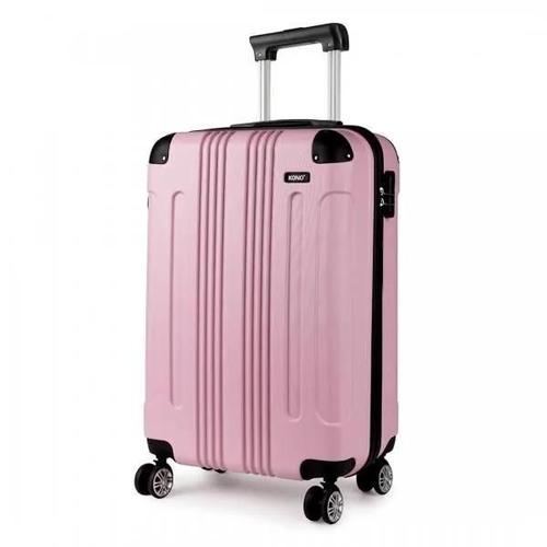 Valise Cabine en Coquille Dure ABS léger 55x35x20cm Bagage à Main 4 Roues Spinner Business Trolley avec Serrure combinaison, Rose