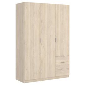 Armoire 3 Portes Effet Bois Beige 121x52 Cm