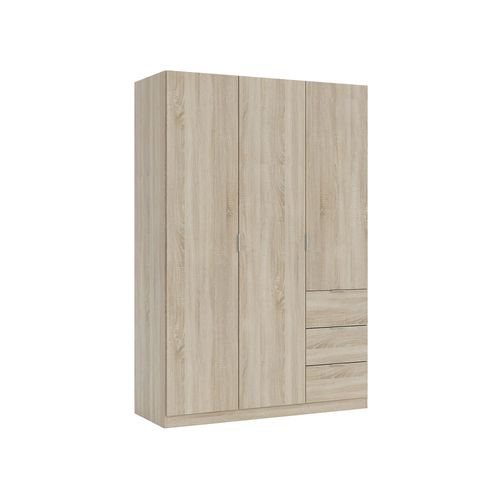Armoire 3 Portes Effet Bois Beige 135x52 Cm