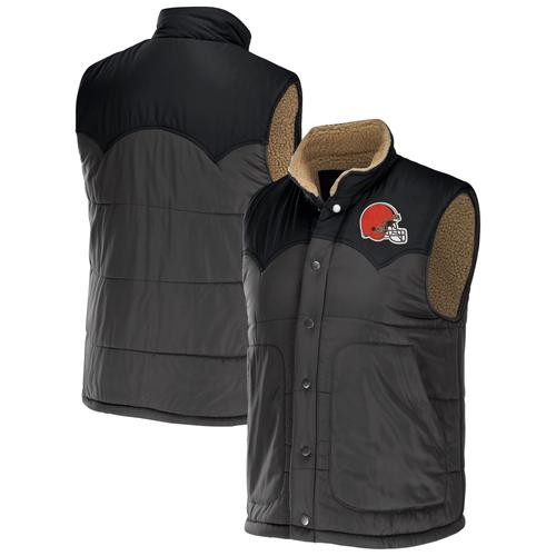 Collection Nfl X Darius Rucker Pour Homme Par Fanatics Charcoal Cleveland Browns Gilet Boutonné En Sherpa Bicolore