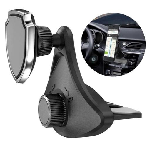 Support magnétique rotatif à 360 degrés pour téléphone portable,  emplacement pour CD de voiture