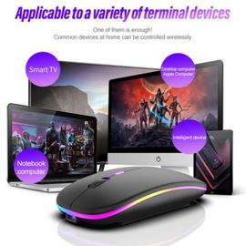 Souris sans fil aste RVB pour ordinateur portable, souris d'ordinateur  silencieuse, rétroéclairage LED, souris de jeu ergonomique, Bluetooth, PC