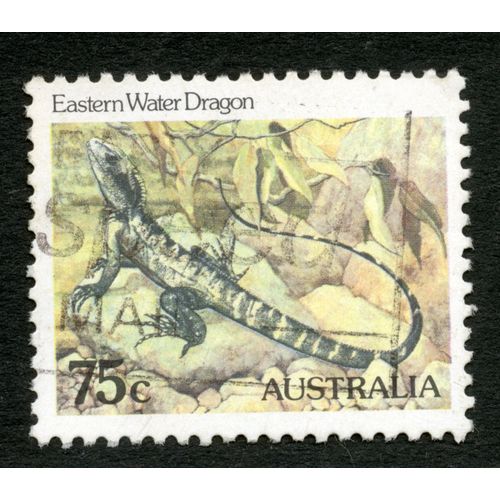 Timbre Oblitéré Australia, Eastern Water Dragon, 75 C
