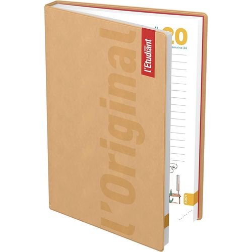 L'étudiant Original Agenda Scolaire Journalier 15x20cm 352p Couv Pvc Beige