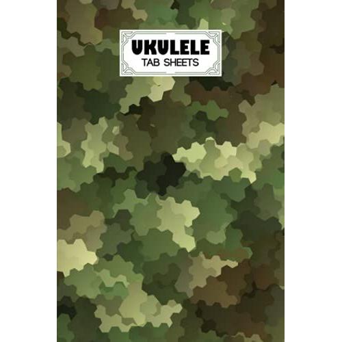 Ukulele Tab Sheets: Ukulele Chord Diagrams / Blank Ukulele Tablature Notebook With Camo Print Cover By Harri Hartwig