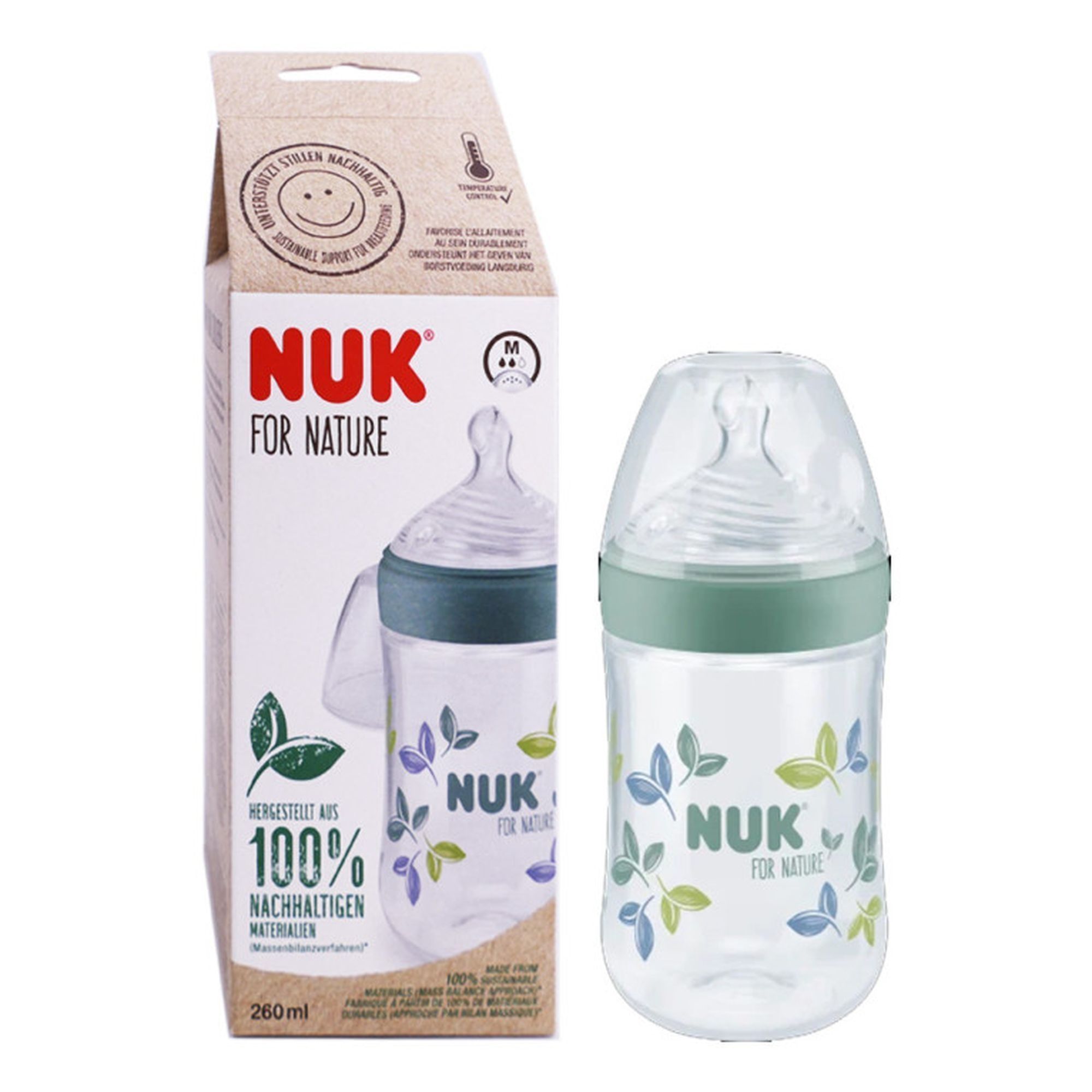 Biberon For Nature 260ml M Tc Eucalyptus - Nuk