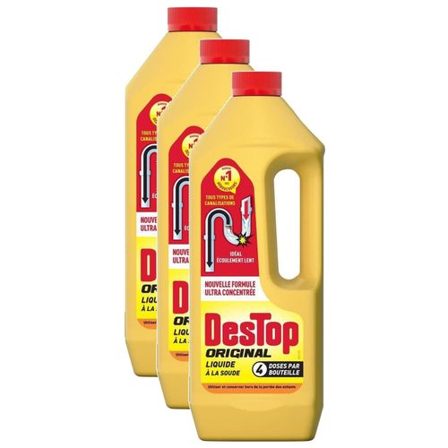 Destop Lot de 3 Déboucheurs Liquide ORIGINAL 4 doses par Flacon de 950ml