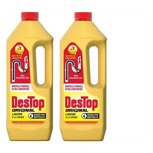 Destop Lot de 2 Déboucheurs Liquide ORIGINAL 4 doses par Flacon de 950ml