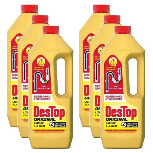 Destop Lot de 6 Déboucheurs Liquide ORIGINAL 4 doses par Flacon de 950ml