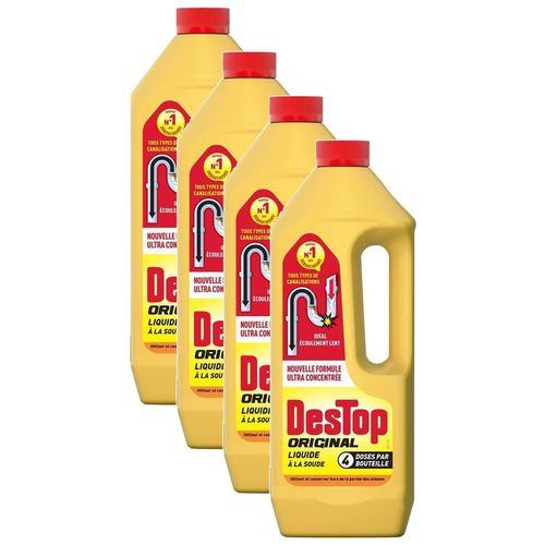 Destop Lot de 4 Déboucheurs Liquide ORIGINAL 4 doses par Flacon de 950ml