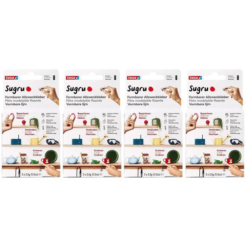 tesa Lot de 4 Pâtes Fixante Polyvalente à Modeler Sugru 3 x 3.5 g Noir