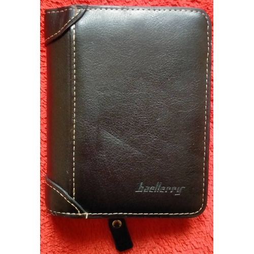 Portefeuille noir pour homme pliable pu cuir, ergonomique, résistant