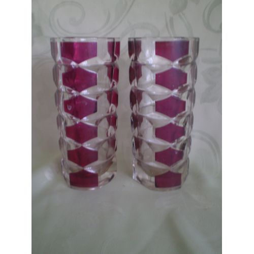 paire de VASES anciens * Cristal d' Arques * bicolore