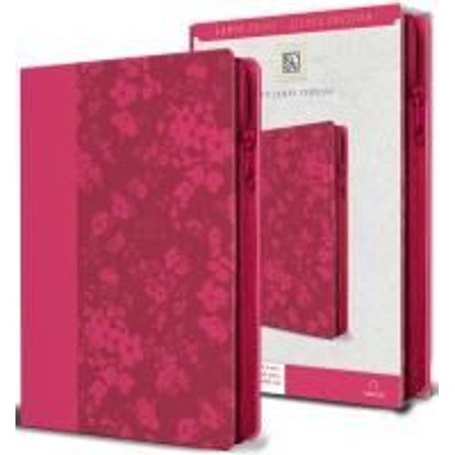Kjv Holy Bible, Large Print Handy Size, Fuchsia Premium Imitation Leather W/Ribbon Marker, Red Letter, Zipper