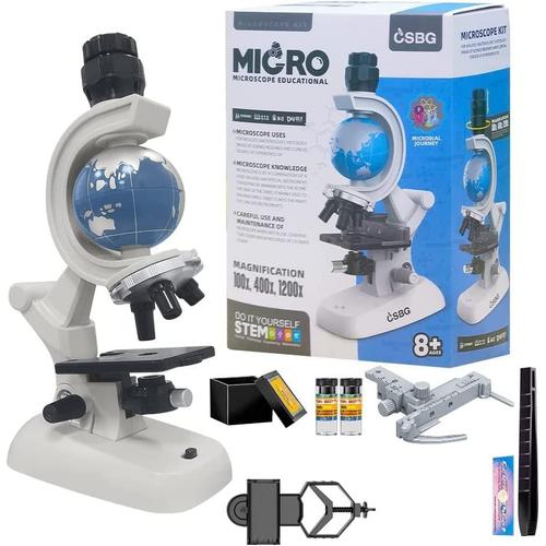 Yutongpip Microscope Enfant Set 1200x 400x 100x étudiants Scientifique  Experience LED Microscope Jouet Science Microscope avec Support de  Téléphone pour Enfants