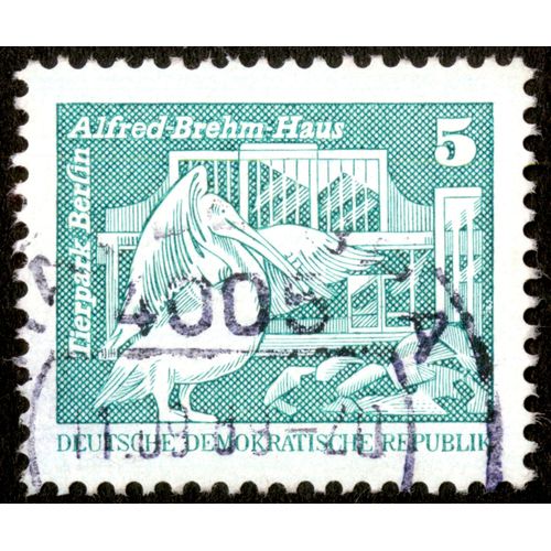 Timbre Oblitéré Deutsche Demokratische Republik, Alfred Brahm-Haus,Tierpark Berlin,5