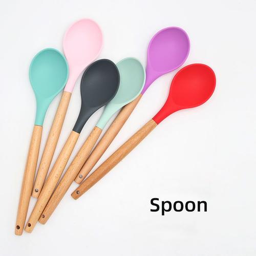 Spatule de Cuisine: Ustensile de Patisserie en Silicone, bois