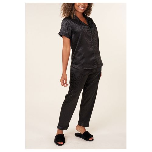 Pyjama Fluide En Satin Noir Femme
