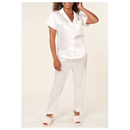 Pyjama Fluide En Satin Blanc Femme