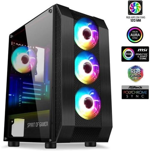 Boitier PC Moyen Tour ATX Spirit of Gamer Rogue VI RGB avec panneau vitré - Noir