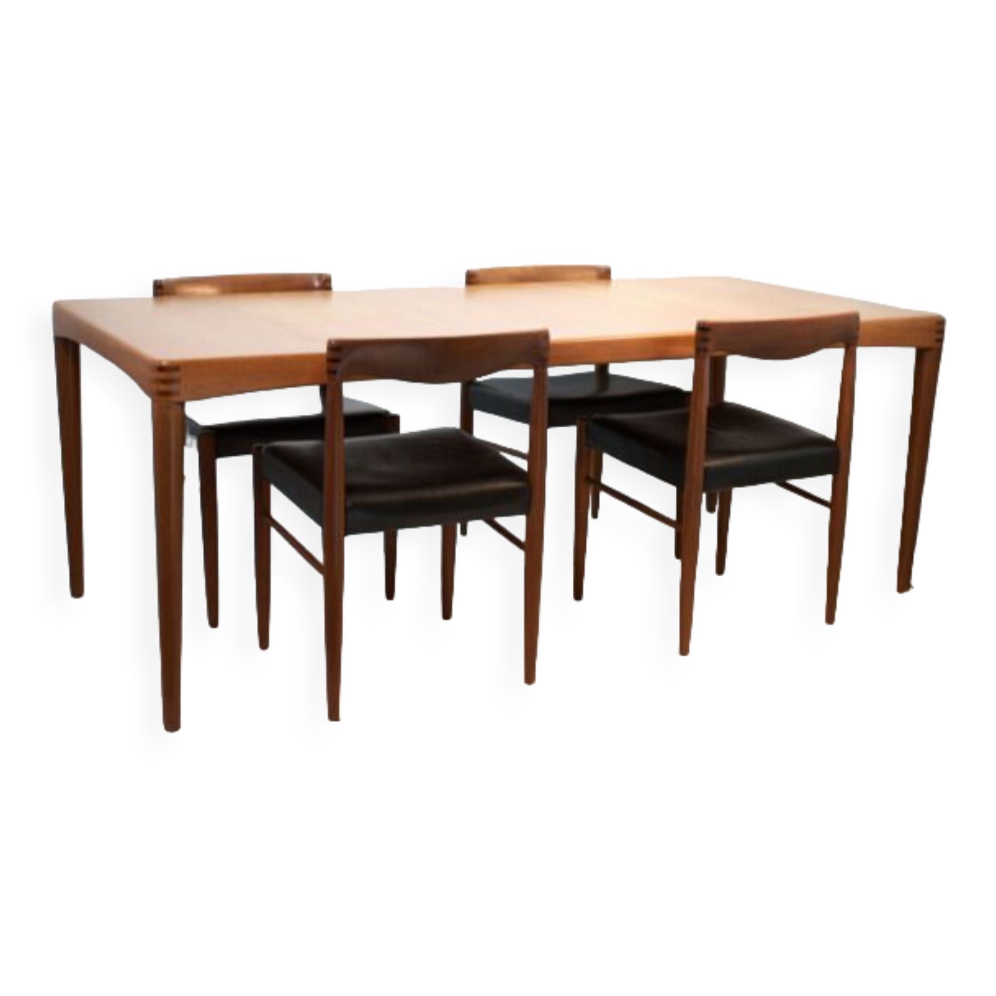 Table Et 5 Chaises Salle  Manger Scandinave Extensible En Teck Et Palissandre Par Hw Klein Pour Bois