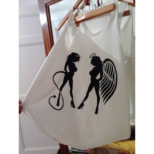 Débardeur Blanc Motif Noir 40 L.