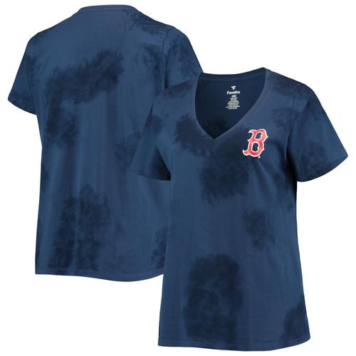 T-Shirt Bleu Marine À Encolure En V Pour Femme Boston Red Sox Cloud Taille Plus