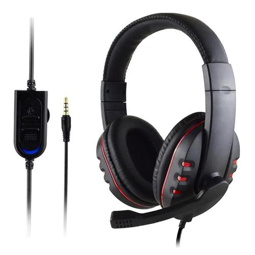 ¿couteurs filaires 3,5 mm Surround Sound Bass Music Gaming Earphones pour PS4 Play Station PC Computer avec microphone Headset-Red_XINENGJI