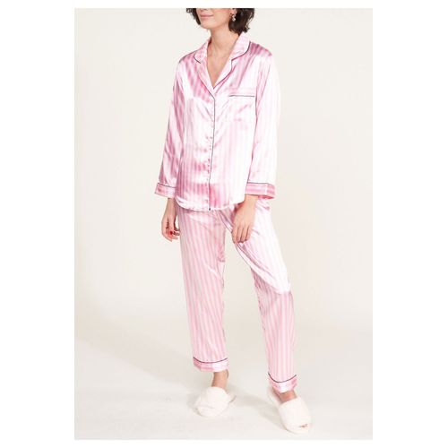 Pyjama Fluide En Satin Rose Femme