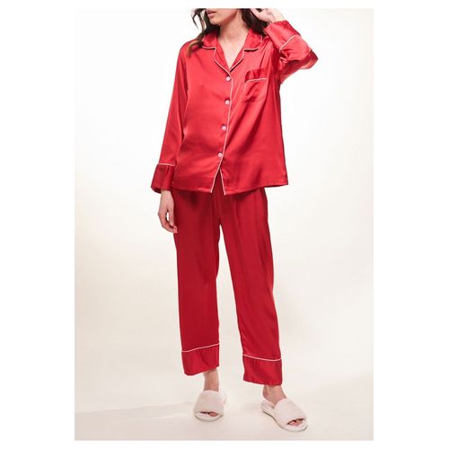 Pyjama Fluide En Satin Rouge Femme