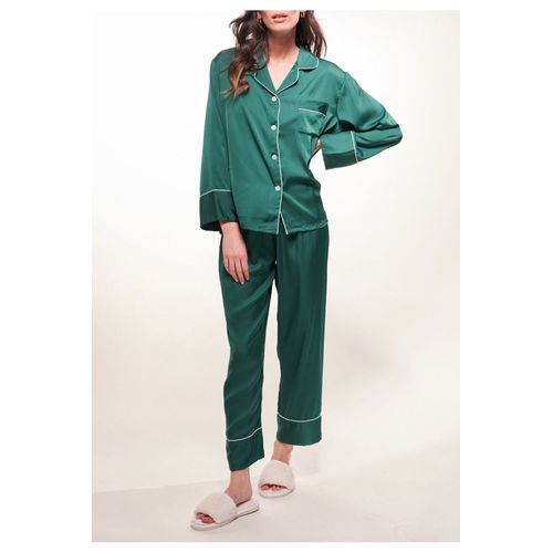 Pyjama Fluide En Satin Vert Femme