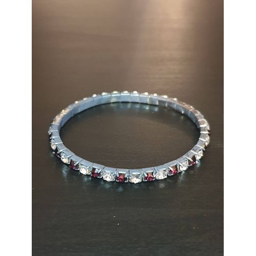 Bracelet Extensible Blanc Et Rouge Foncé