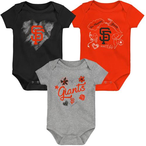 Ensemble De 3 Bodys Batter Up Des Giants De San Francisco Pour Nouveau-Nés Et Nourrissons, Noir/Orange/Gris Chiné