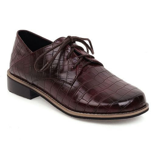 Mocassins Oxfords En Cuir Pu Pour Femmes,Chaussures De Marche Décontractées Vintage,À Lacets,Grande Taille 45,Printemps