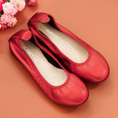 Ballerines En Cuir Véritable Pour Femmes,Confortables,Souples,À Enfiler,Grande Taille 34-43,Meilleures Ventes